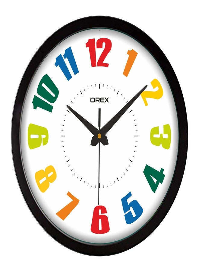 OREX Stylish Multicolor Design Wall Clock for Home/Living Room/Bedroom/Kitchen/Office/Kids Room (Black) - Image 1